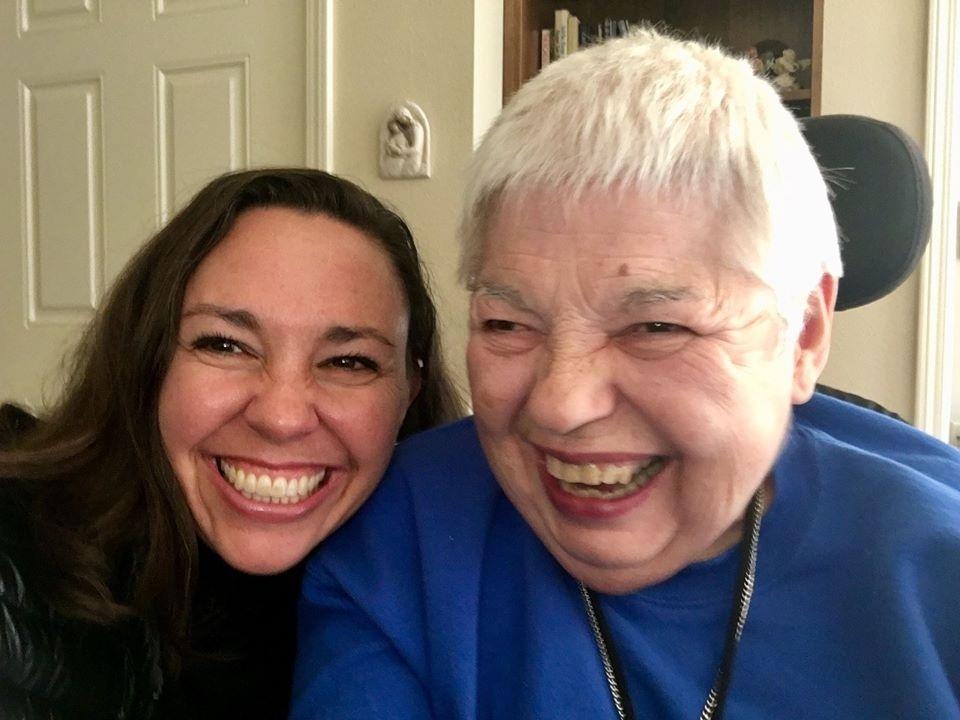 My friend Gaye and I smiling